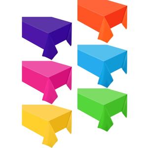 Hosuly 6 Pcs Assorted Color Plastic Table Cloth Disposable Rainbow Tablecloth Colorful Rectangle Bulk Solid Table Cover for Halloween Birthday Wedding Picnic Fiesta Home Party Decorations