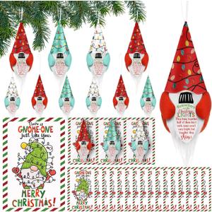 Newwiee 30 Sets Christmas Coworker Gift Gnome Ornaments Bulk with Appreciation Cards Coworkers are Like Christmas Light Plush Gnome Elf Hanging Thank You Gift for Employee Office Home Xmas Tree Decor