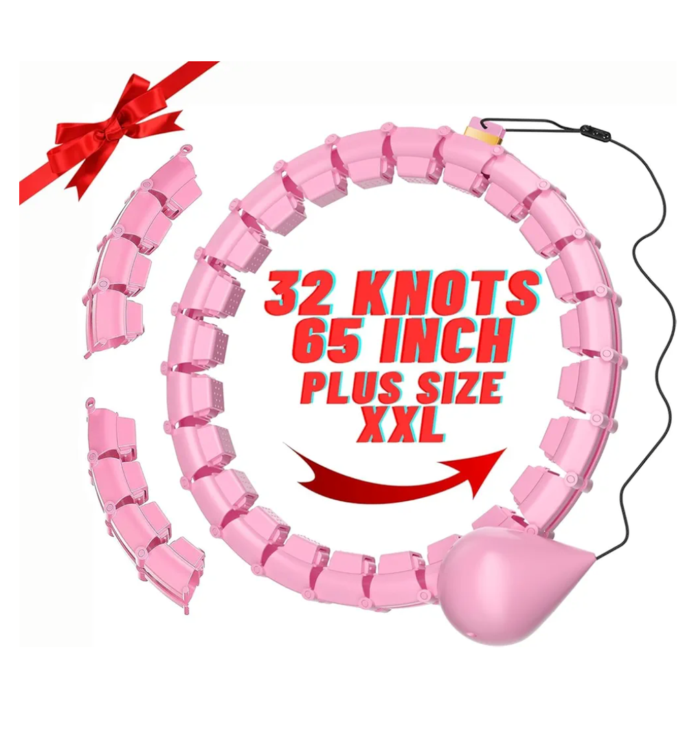 65inch 32 Knots Plus Size Quiet Weighted Hula Infinity Fitness Detachable Hoops Smart Silent Infinity Hula for Women 2 in 1 Waist and Abdominal Workout Hoop