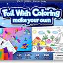 Foil Art & Coloring Page, 2 in 1 Art and Craft Activity for Kids,Fun Crafts Kits & Supplies,Creative Travel Toys,Gifts for Boys & Girls Ages 4, 5, 6, 7, 8, 9 Years Old (Blue)