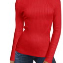 Turtleneck Ribbed Sweaters for Women Cute Sexy Knitted Warm Fitted Sweater Size M