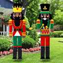 Marsui 2 Pcs Large Metal Christmas Nutcracker Yard Sign with Stakes 45 Inch Xmas Yard Outdoor Decoration Christmas Nutcracker Lawn Sign Soldier for Holiday Garden Porch Pathway(Vibrant)