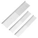 BEVTEE Dog Combs for Grooming Matting, 3 Pack Metal Comb for Pet Cat Greyhound Poodle Doodle, Removing Tangles & Knots, 6.3"/7.4"