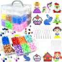 10mm Large Fuse Beads Kit for Kids,12 Colors XL Fuse Beads Set with Storage Box, Ironing Papers,Pegboards Booklet and Accessories,DIY Art Craft Toys Gifts for Girls & Boys Age 3+ Birthday Christmas (white)