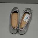 SMNY Women's Low Heel Flat Shoes Comfortable Bowknot Decoration Casual Ballet Shoes, Silver, 9