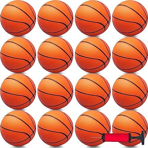 Only 24Pcs 7" Inch Mini Basketball Balls Bulk Small Basketball Set with Pump, PVC Small Basketball for Over The Door Basketball Hoop Games Party Favors Indoor Outdoor Play Adults Kids Pool Beach Basketball