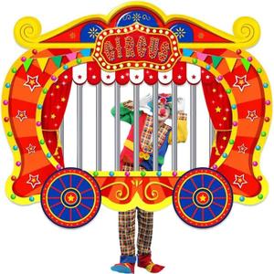 Circus Party Decorations, Carnival Cage Shaped Photo Backdrop Circus Photo Booth Props Large Carnival Booth Props Backdrop Banner Doors Background for Party Decorations Supplies