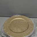Okllen 12 Pack Plastic Gold Charger Plates, 13" Round Beaded Decorative Dinner Chargers for Wedding, Catering Event, Tabletop Decor
