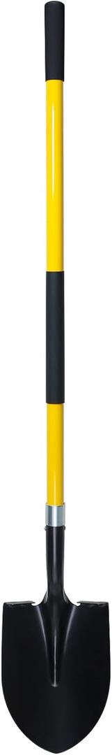 Shovel for Digging, 56 Inches Heavy Duty Shovel for Gardening, Round Shovel for Digging with Fiberglass Handle (Yellow)