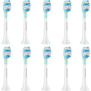 Aoremon Toothbrush Replacement Heads for Sonciare C3 Toothbrush Heads fit for Philips Sonicare Click On Handles ProtectiveClean DiamondClean FlexCare HealthyWhite G3 W3 4100 5100 6100, 10 Count, White