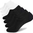 WANDER No Show Socks Mens 7/8 Pair Cotton Thin Non Slip Low Cut Men Invisible Sock  (4black+3white, Large)