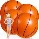 Tanlade 4 Pcs 42 Inch Giant Basketball Glitter Inflatable Beach Ball Large Jumbo Beach Pool Ball for Outdoor Activity Summer Birthday Water Game Toys Sports Themed Party Favors Decoration(Basketball)