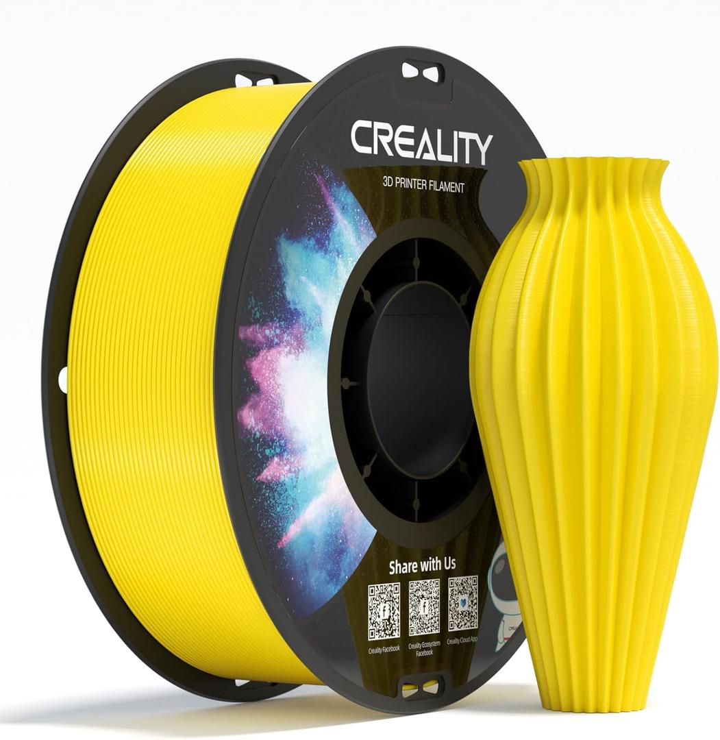 Creality PETG 3D Printing Filament 1.75mm, Excellent Toughness High Precision, Odorless Non-Toxic Moistureproof, 1kg(2.2lbs) Glossy PETG Filament for 3D Printer (Yellow)