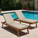 Only choice 2 PCS Set Outdoor Chaise Lounge Cushion, 75 x 24 in Lounge Chair Cushion Water Resistant Fabric for Lawn, Pool, Replacement Seat Cushion for Patio (Khaki)