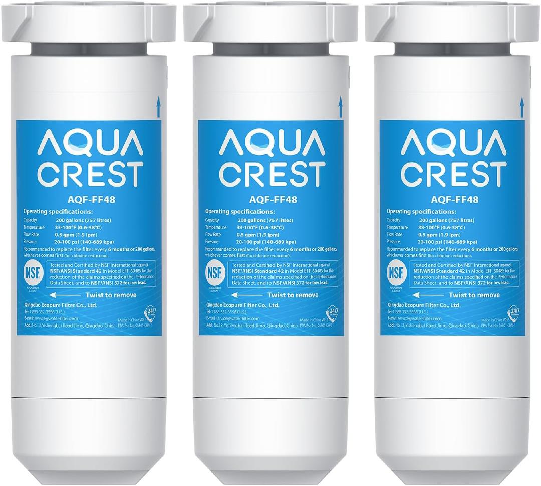 AQUA CREST XWF Replacement for GE XWF, NSF Certified Refrigerator Water Filter, 3 Filters (Not XWFE)