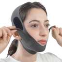 V Line Lifting Mask Chin Strap for Sleeping, Face Lifting Strap, Chin Strap, V Line Mask, Jawline Shaper, Jaw Strap, Double Chin Reducer,Face Lift Tape & Snoring Solution (Black-)
