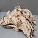 ELKCA Beige Chenille Waterfall Valance for Living Room,5 Hollow Swags Valance for Bedroom,1 Panel(Suitable for Window Width 95" to 140")