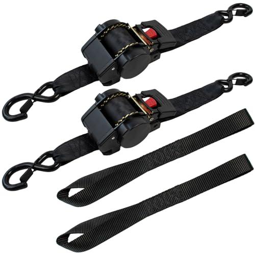 UMIRO Retractable Ratchet Straps 3500lbs Break Strength, Heavy Duty 2''x10' Auto Retract Tie Down Ratchet Straps Upgraded Controller Retraction Ratchet Strap for Trailer, Motorcycle, ATV
