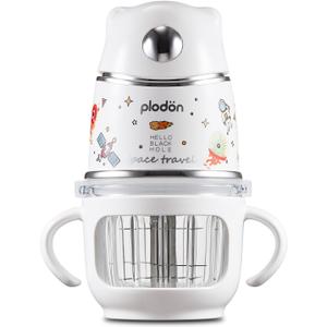 Baby blender food maker, PLODON 15-in-1 baby food processor set, suitable for vegetables, fruits and meat, compatible with stage-based recipes, separator, silicone spoon, scraper, (silver)