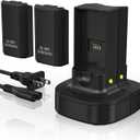KEKUCULL Rechargeable Battery for Xbox 360 Controller, Charger Dual Charging Station Dock with 2 Pack Rechargeable Battery Compatible with Xbox 360 (Black)