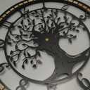 Wall Clock,24" Large Wall Clock for Living Room Decor,Tree of Life and Wooden Frame Design,Non-Ticking Battery Operated,for Dining Room,Bedroom,Kitchen,Office Arabic Decoration