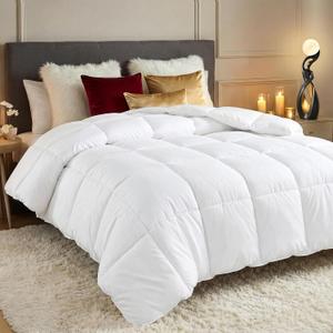 Utopia Bedding Comforters King Size, All Season Duvet Insert, Down Alternative Box Stitched Bed Comforter with Corner Tabs, Machine Washable (White) (King (Pack of 1))
