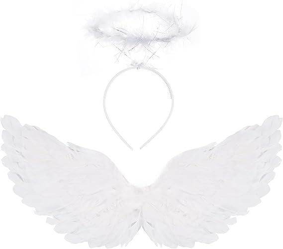 Angel Wings and Halo, Girls Toddler Angel Costume Accessories White Fairy for Halloween Outfit, Christmas Eve