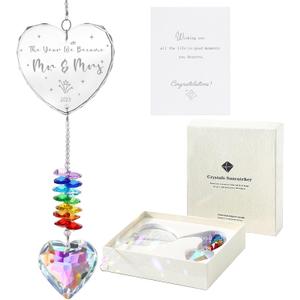 Wedding Gifts, Mr & Mrs Gift, Wedding Ornament for Newlyweds, K9 Crystal Just Married Party Christmas Decorations
