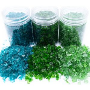 Crushed Glass Set of 3,Broken Glass,1-3mm(Turquoise&Green)