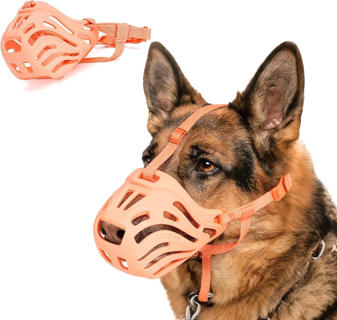 Breathable Dog Muzzle to Prevents Chewing and Biting, Adjustable Mouth Cover, Silicone Pet Muzzles for Grooming Trimming Training (Pink, #5)