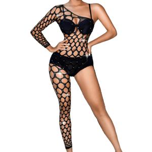 Kaei&Shi Rhinestone Fishnet Bodysuit,One Shoulder Sheer Mesh Jumpsuit,Exotic Dancewear,Sexy Glitter Rave Outfits For Women (Black) Kaei&Shi Rhinestone Fishnet Bodysuit,One Shoulder Sheer Mesh Jumpsuit,Exotic Dancewear,Sexy Glitter Rave Outfits For Women (Black)