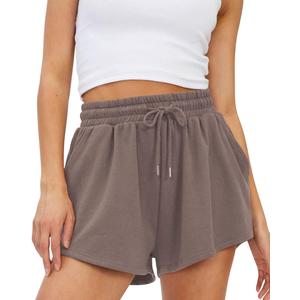 Trendy Queen Womens Sweat Shorts Casual Summer Comfy Lounge Athletic Clothes Elastic Cotton Running Coffee, Small
