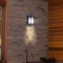 Blackwater Bay 1-Light Outdoor Light, Black Finish with Frosted Glass, Built-in Motion Sensor/Photocel, Durable Lighting for Entryways and Patio