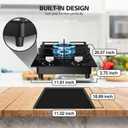 Gas Stove 2 Burner Propane Cooktop 12 inch, Nafewin Tempered Glass Portable Gas Cooktop Stove Burner with Thermocouple Protection, Lpg/Ng Dual Fuel Built-in Hob for Apartments, Outdoor, Rvs, 12 Inch Gas Cooktop-Black