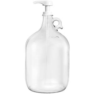 Gallon Glass Pump Dispenser Bottle, Large Jug Laundry Liquid Detergent Dispenser with Pump for Laundry Room Organization, Soap, Fabric Softener, Commercial Condiment Dispenser- 128 oz by Kitchentoolz