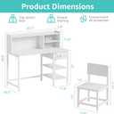 BOLUO White Kids Desk and Chair Set for 6-12 Year Old, Children Study Desk with Hutch and Storage Shelf, Student Writing Table with Fabric Drawer for Girls Boys, Overall dimension: 18.5"D x 43.7"W x 39.6"H