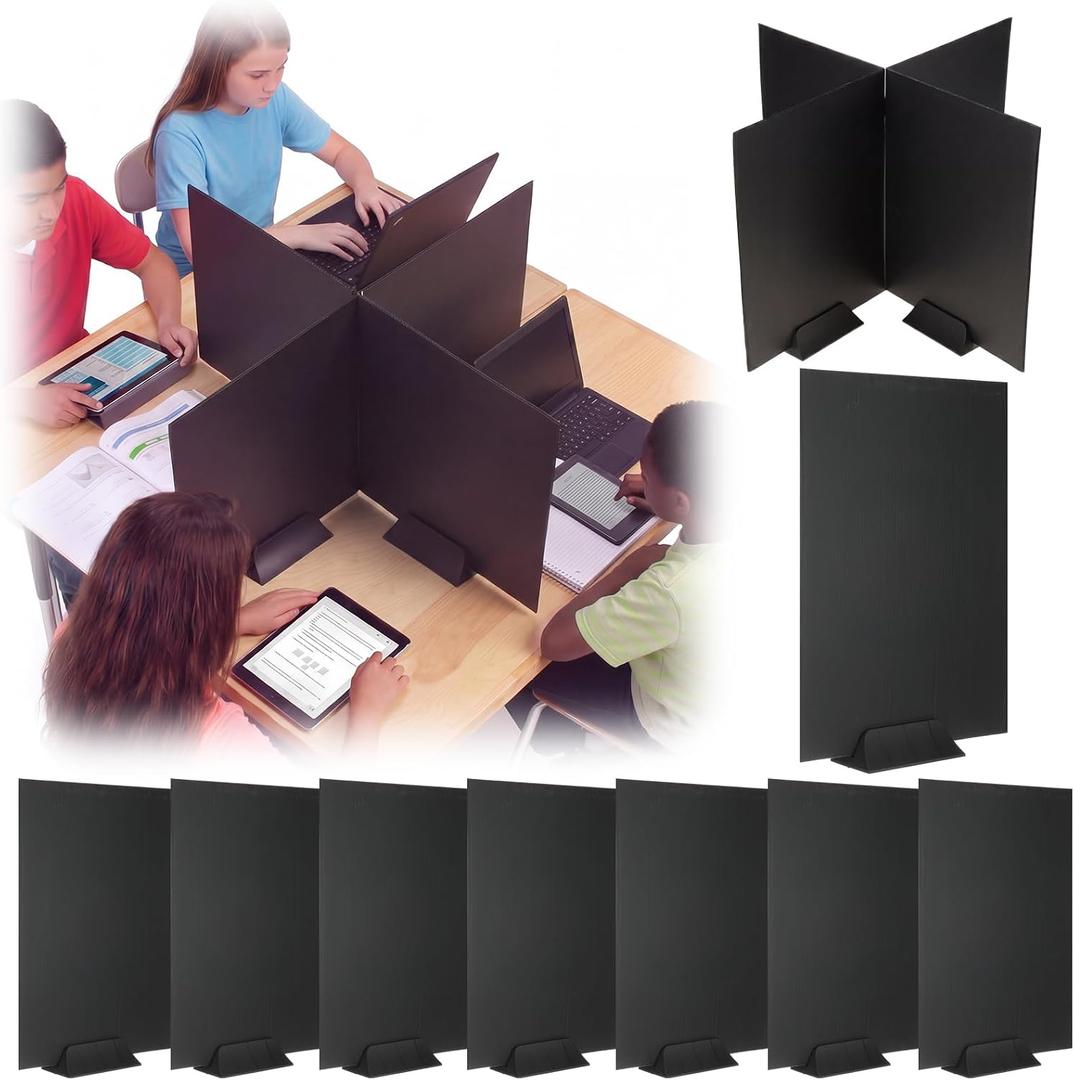 12 Pack Desk Dividers for Students, Plastic Testing Privacy Folders for Student Desks, Waterproof Study Carrel Test Dividers, Reusable Study Carrel Boards for Classroom, Teachers, Homeschool