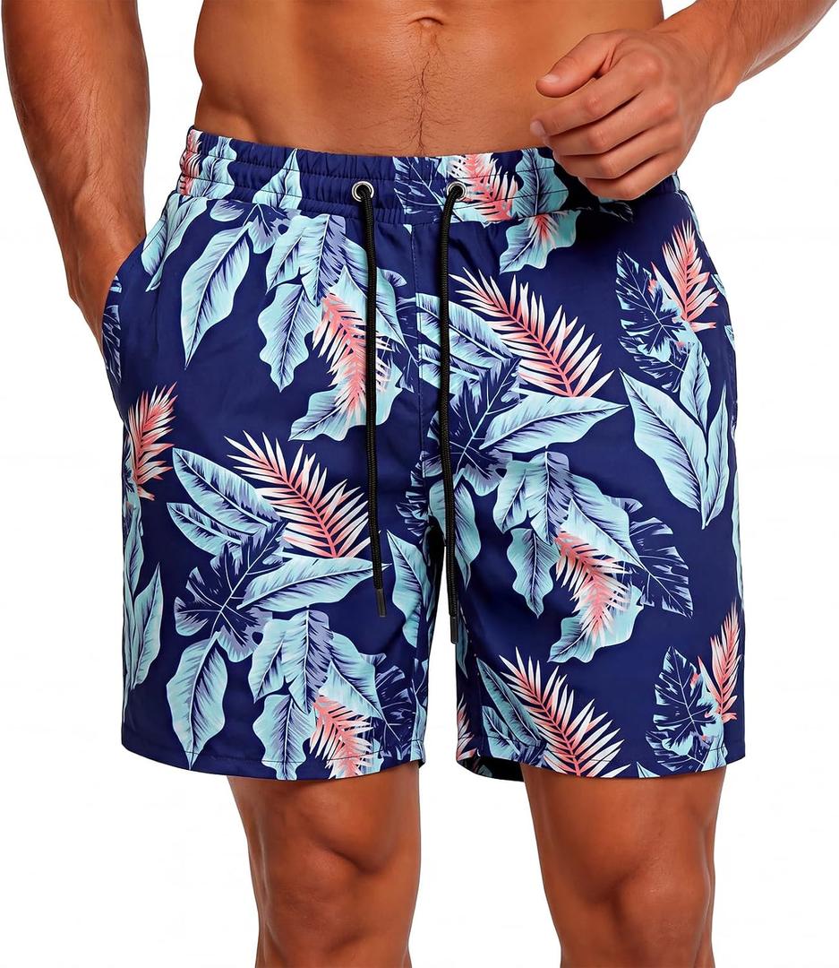 GINGTTO Men's Beach Shorts Bathing Suits with Mesh Lining (XS)