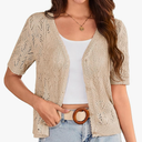 GRACE KARIN 2025 Women's Short Sleeve V Neck Cardigans Sweaters Open Front Knit Crochet Button Bolero Shrugs Tops, S