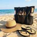 HOMESPON Beach Bag Large Waterproof Sandproof Tote for Women with Zipper and Mesh Pockets