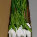 20 PCS Tulips Artificial Flowers, Real Touch Fake Flowers, White Artificial Tulips That Look Real Wedding Decorations Mother's Day Easter Gifts (20, White)