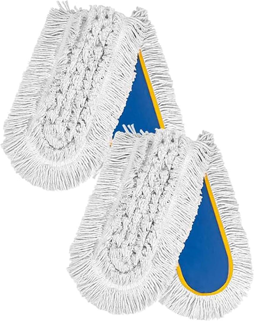 LDREAM 24" Commercial Dust Mop Replacement Pads, Industrial Cotton Mop Head Cotton, 2 Pack, Blue
