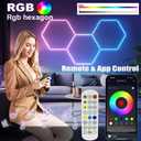 31Pack RGB Hexagon Lights,Music Sync 7Hex LED Hexagon Lights,RGB 358 Kinds of Changes Dimmable Speed-Adjustable DIY Color-Changing Lights Smart App & Remote Control,for Studio Gym Basement Decor