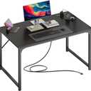 PRAISUN 40 X 24 Inch Deeper Desk with Power Outlets
Small Computer Desk for Bedroom, Office Desk for Work from Home, Writing Study Gaming Table, Stable Metal Frame, Black, 39.4*23.6 inch