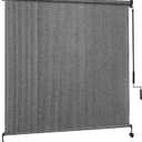 7' W x 8' H Outdoor Roller Shades, Cordless Patio Roll Up Outdoor Blinds with 2 Poles & 1 Fabric, Exterior Sun Shade Cloth for Porch, Gazebo, Balcony, Pergola, Grey