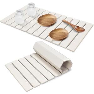 Extra Large Stone Dish Drying Mats for Kitchen Counter, 28"(L)×16"(W) Quick Dry Dish Drying Mat, Collapsible Eco-Friendly Absorbent Diatomaceous Earth Mat for Dishes Cups, Match Any Countertop