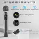 Phenyx Pro Wireless Microphone System, Metal Wireless Mic Set, Handheld Cordless Dynamic Microphones for Singing, Karaoke, Church, 2x30 UHF Tunable Frequencies,200 ft Range (PTU-52-2H)