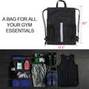 BeeGreen Drawstring Backpack Bag with Shoe Compartment, X-Large Black Gym Sports String Cinch Backpack