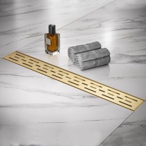 Linear Shower Drain, Professional Brushed SUS-304 Stainless Steel Shower Drain, 51L/Min Fast Drainage Floor Linear Drain, US Standard CUPC Certified, 32 Inch, Zirconium Gold, SD-101