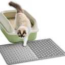 Pieviev Cat Litter Trappping Mat, 2317 V-Shaped Channel & Mesh Litter Capturing Design, Waterproof & Easy to Clean Cat Litter Box Mat, Scatter Control for Indoor Cats, Gray (Grey)